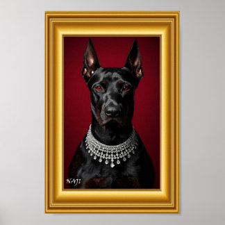 Póster Luxury Doberman Portrait with Diamond Necklace – E