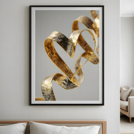 Póster Luxury elegant ribbon heart. Valentine hearts.