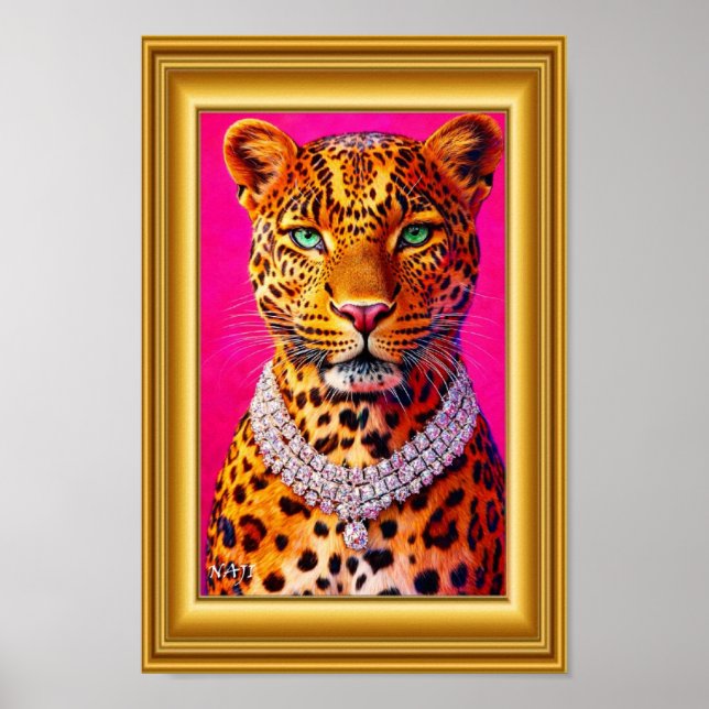 Póster Luxury Leopard Portrait with Diamond Necklace – Bo (Frente)