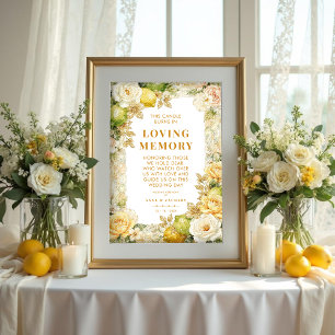 Póster Luxury Mediterranean Lemons & Flowers Memorial