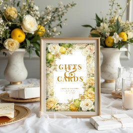 Póster Luxury Mediterranean Lemons & Flowers Wedding