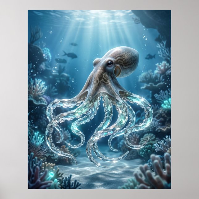 Póster Luz de arrecife del pulpo de cristal (Frente)