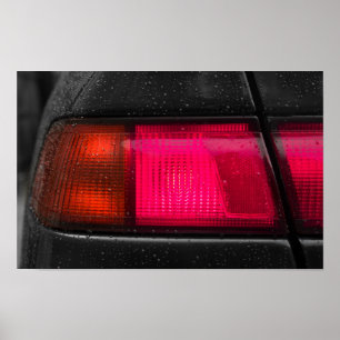 Póster Luz de coche en la lluvia