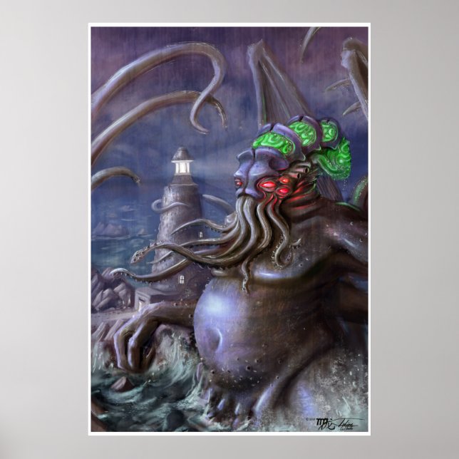 Póster Luz de Cthulhu: Cthulhu sale del mar (Frente)