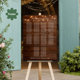 Póster Luz de cuerda de madera marrón 10 Tablas Asientos