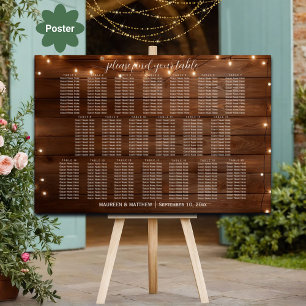 Póster Luz de cuerda de madera marrón 20 Tablas Asientos 