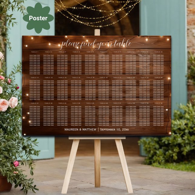 Póster Luz de cuerda de madera marrón 30 Tablas Asientos  (Subido por el creador)