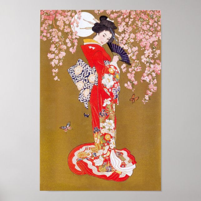 Póster Luz de la luna y flores de cerezo (Frente)