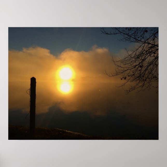Póster Luz de la Mañana Sobre Agua Tranquila (Frente)