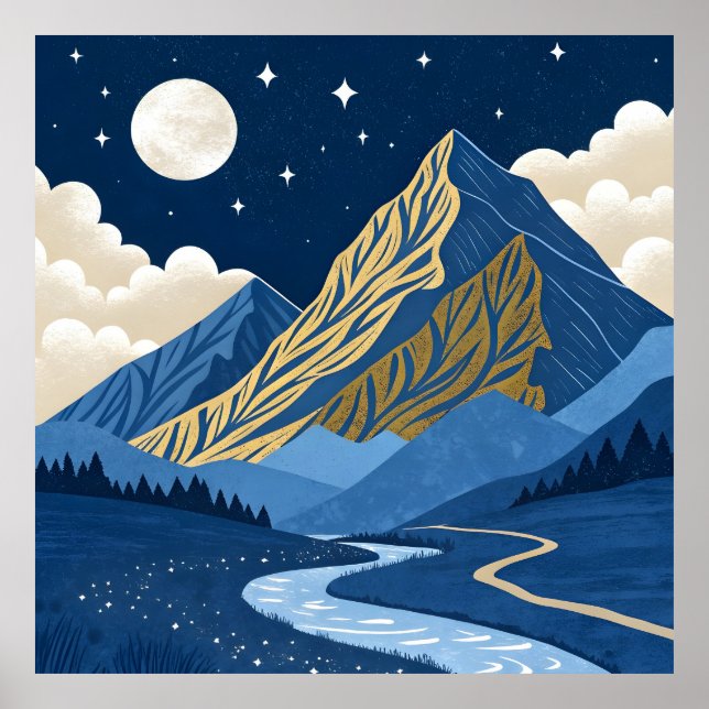 Póster Luz de Luna de Montaña (Frente)