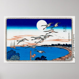 Póster Luz de luna y ganso salvaje, Hiroshige, Ukiyo-e