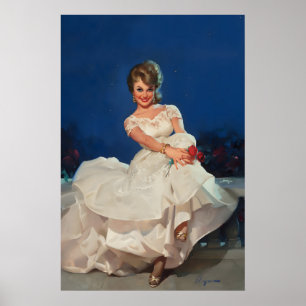 Póster Luz de luna y Rosas 1965 Estilo Antiguo Elvgren