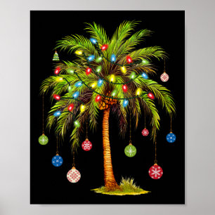 Póster Luz de palmera de Navidad hawaiana tropical Xmas 1