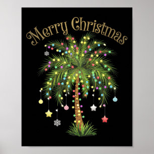 Póster Luz de palmera de Navidad Tropical Hawaiano Ch