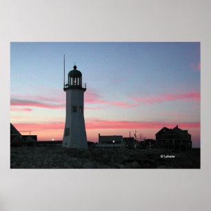 Póster Luz de Scituate con las nubes rosadas