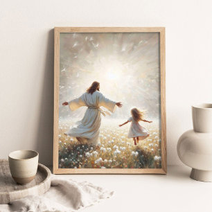 Póster Luz de Vida, Pintura Cristiana, Jesús Bailando