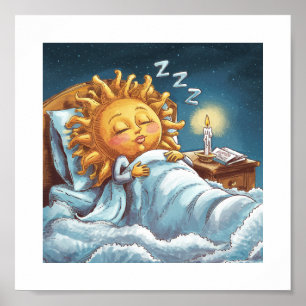 Póster luz del sol en la cama