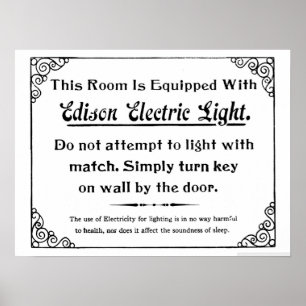 Póster Luz eléctrica divertida de Edison