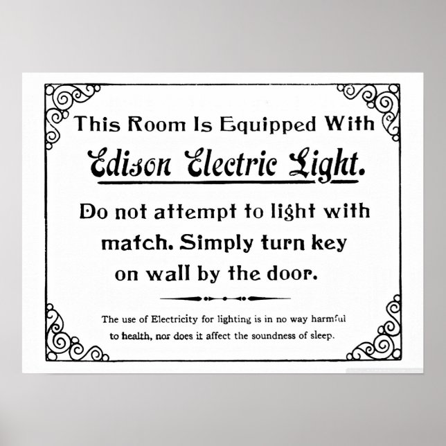 Póster Luz eléctrica divertida de Edison (Frente)