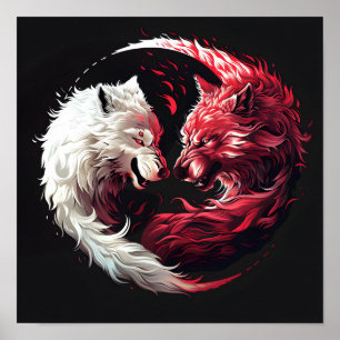 Póster Luz Espíritu Animal Fantasía Lobo Sombra