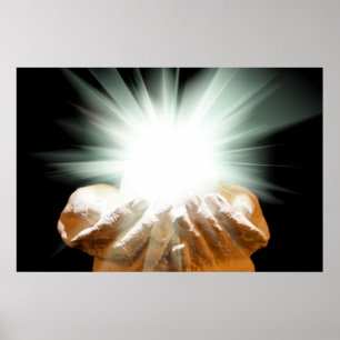 Póster Luz espiritual en manos cortadas