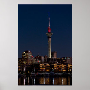 Póster luz nocturna de Auckland, Sky Tower,