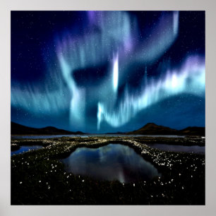 Póster Luz septentrional Borealis Noruega por amor