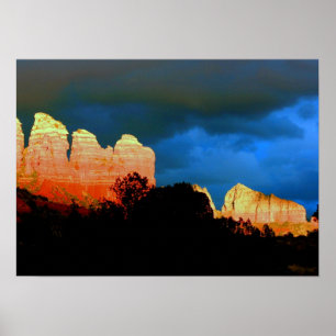 Póster Luz solar sobre rocas rojas