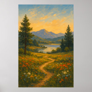 Póster Luz suave sobre llanuras soñadoras | Pintura de pa