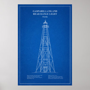 Póster Luz trasera de la isla Gasparilla - Florida - AD