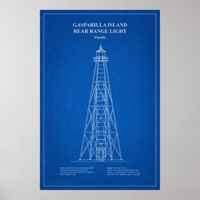 Póster Luz trasera de la isla Gasparilla - Florida - AD (Frente)