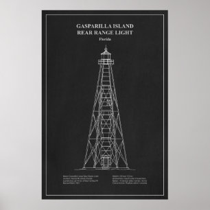Póster Luz trasera de la isla Gasparilla - Florida - PD