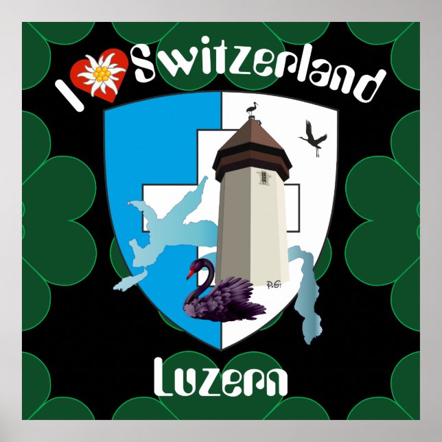 Póster Luzern Schweiz Poster de Suiza (Frente)