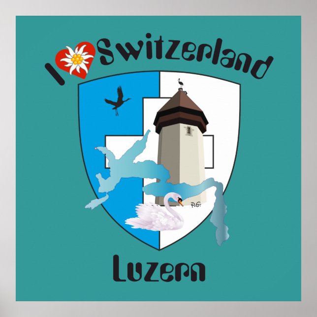 Póster Luzern Schweiz Poster de Suiza (Frente)
