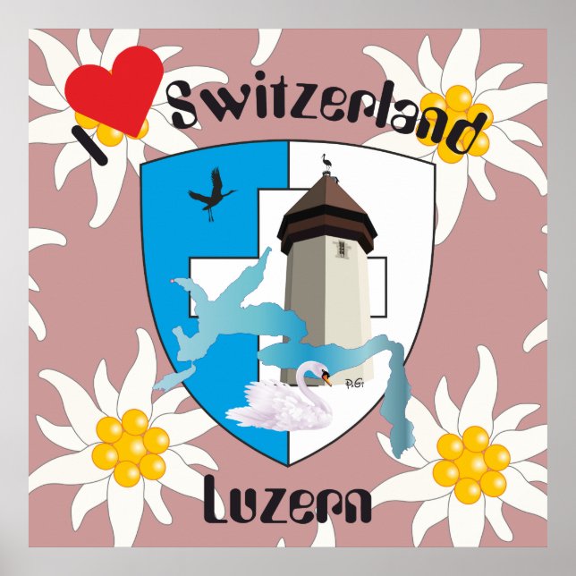 Póster Luzern Schweiz Poster de Suiza (Frente)