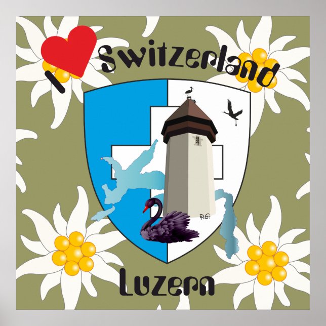 Póster Luzern Schweiz Poster de Suiza (Frente)