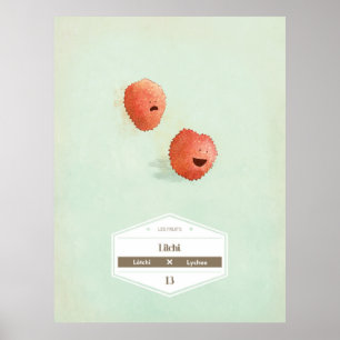 Póster Lychee fruta retrato