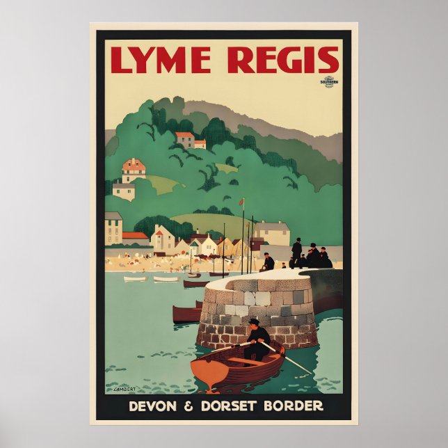 Póster Lyme Regis Devon Dorset Frontera Inglaterra Gran (Frente)
