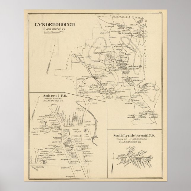 Póster Lyndeborough, Hillsborough Co (Frente)