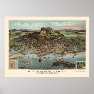 Póster Lynn, MAMÁES Mapa Panorámico - 1881