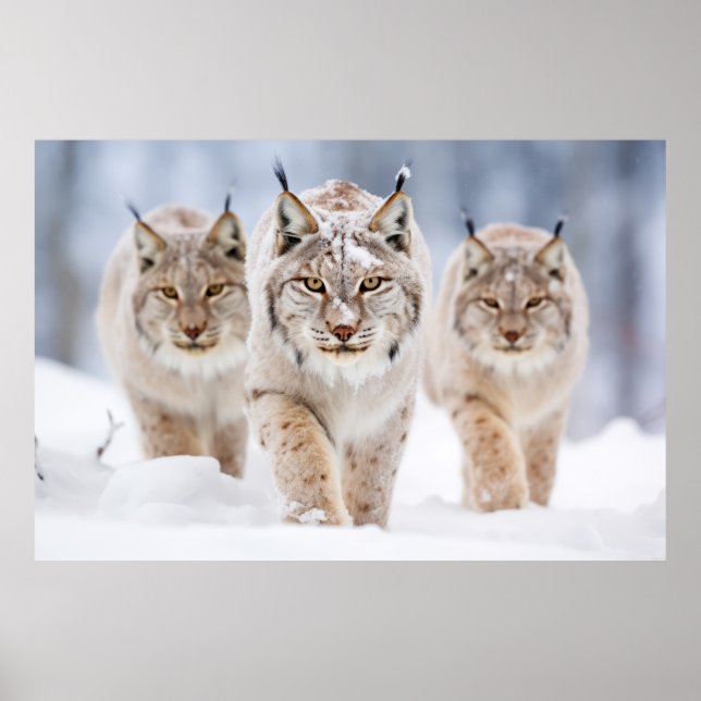 Póster Lynx Animal Family Wandering Nature (Frente)