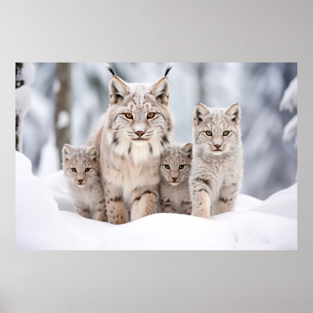 Póster Lynx Animal Family Wandering Nature (Frente)