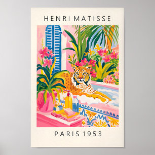 Póster Lynx En Bathtub Funny Poster, Matisse Art Print, B