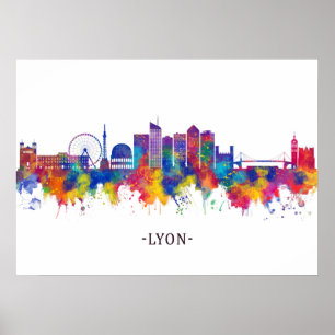 Póster Lyon France Skyline