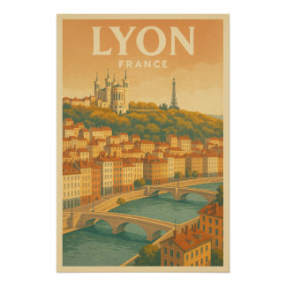 Póster Lyon — Francia viajes antiguos