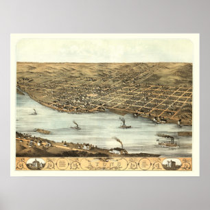 Póster Lyons, IA Panoramic Map - 1868