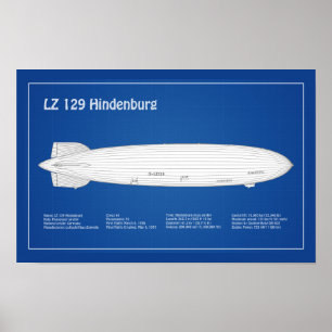 Póster LZ 129 Hindenburg - Aviso Planes de Blueprint ABD