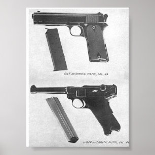 Póster m1911 contra la pistola del Luger P08