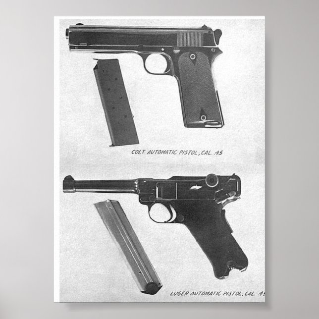 Póster m1911 vs. pistola Luger P08 (Frente)