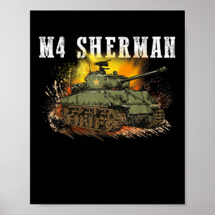 Póster M4 Sherman El Banco Ww2 Un Tanque Del Ejército Wwi